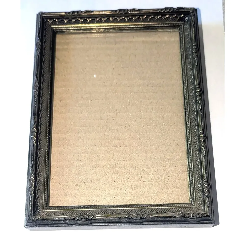 Vintage Wood‑Look Brown Gold Ornate Frame 6x8 Inch Home Decor Display